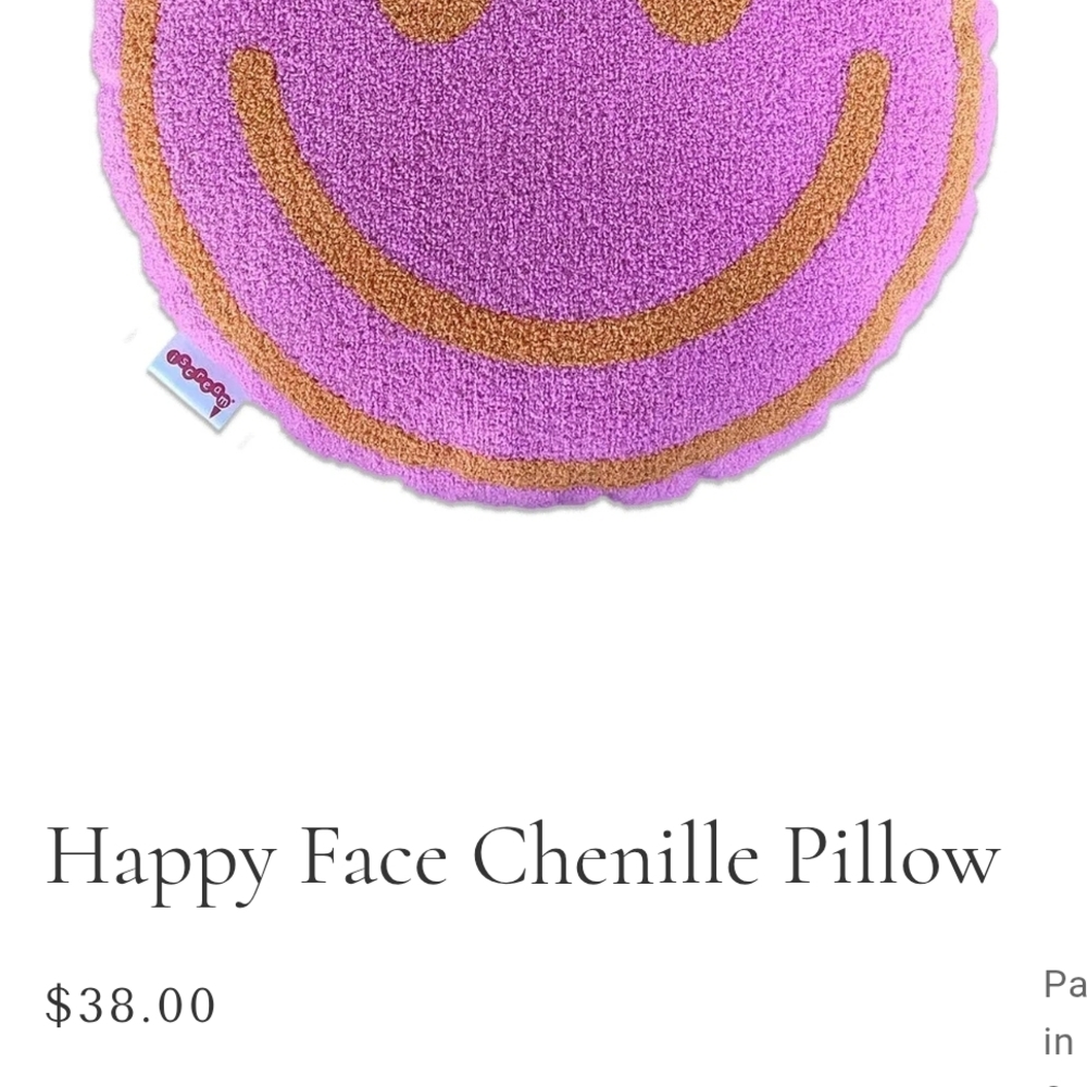 Happy Face Chenille Pillow
